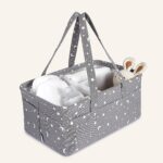 Multifunctional Diaper Caddy Organizer – Grey Moon & Stars