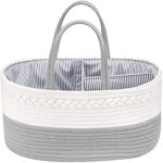 Multifunctional Diaper Caddy Organizer – Ivory & Light Grey