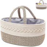 Multifunctional Diaper Caddy Organizer – Ivory & Natural Beige