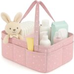Multifunctional Diaper Caddy Organizer – Pink Star Pattern